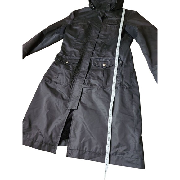Max Mara Sportmax Code Womens 12 Black Calf Length Utility Hooded Trench Coat - Picture 7 of 12